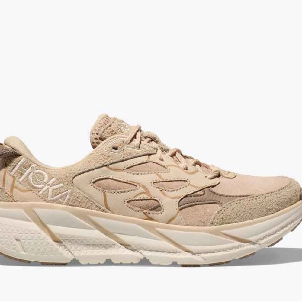 Hoka Tan Sneakers with Chunky Design and Maximalist Cushioning